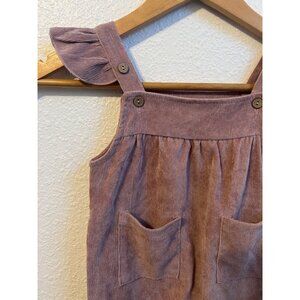 Toddler Girl Pink Suede Button long pant Jumpsuit with pockets 2T